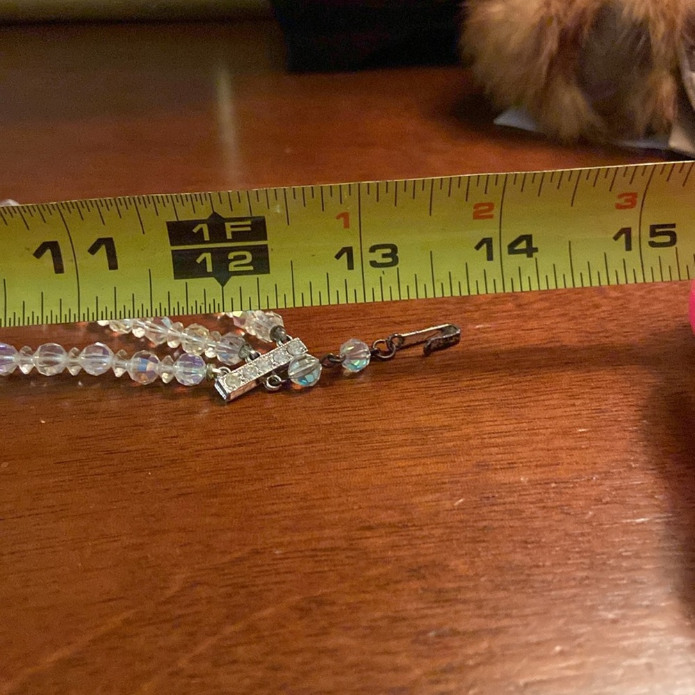 Vintage triple strand Aurora borealis graduated bead choker necklace 14 inch - Picture 7 of 12